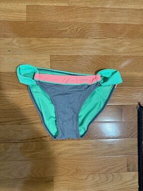 Arizona Jean Company Gray Bikini Bottom with Mint and Coral Accents